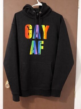 Black Rainbow “GAY AF” Graphic Hoodie – Women’s Cozy Pullover